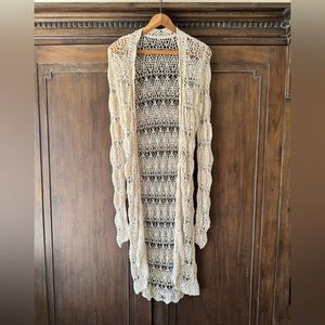 Women’s long macrame sweater, small New without tags